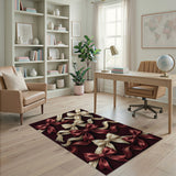 Elegant Red Ivory Satin Bow Area Rug