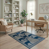 Navy Blue Deer Silhouette Area Rug