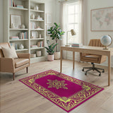 Purple Ornate Floral Medallion Area Rug