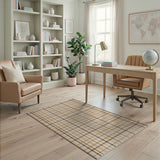 Brown and Tan Rustic Brown Tan Plaid Woven Area Rug