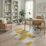 Abstract Yellow Area Rug with Organic Shapes