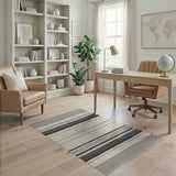 Black Grey Striped Woven Area Rug