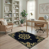 Ornate Golden Compass Rose Area Rug