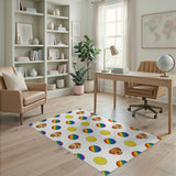 Cartoon Puppy and Tennis Ball Kids Area Rug