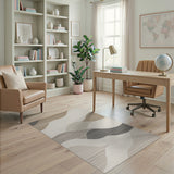 Abstract Wavy Layers Beige Neutral Area Rug