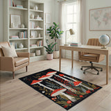 Whimsical Red Toadstool Mushroom Cluster Rug
