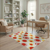 Vibrant Yellow Red Circle Abstract Area Rug