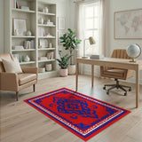 Bold Red Blue Southwestern Geometric Rug