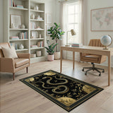 Golden Serpent Coiled in Bamboo Area Rug