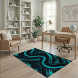 Teal Swirl Abstract No. 7 Area Rug