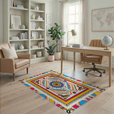 Vibrant Starburst Persian Medallion Area Rug