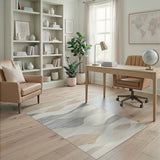 Layered Wave Beige Abstract Area Rug