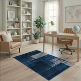 Navy Blue Geometric Abstract Blue and Teal Area Rug