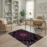 Vibrant Pink Mandala Traditional Persian Area Rug