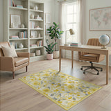 Yellow Yellow Floral Vintage Area Rug