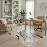 Beige Abstract Curve Modern Area Rug