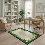 Green Shamrock Clover Border Area Rug