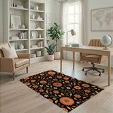 Orange Vibrant Orange Daisy Floral Area Rug
