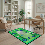 Vibrant Blue Butterfly Garden Archway Rug
