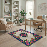 Exquisite Pink Floral Medallion Persian Rug