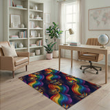 Vibrant Rainbow Carnival Mask Area Rug