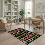 Festive Gingerbread Men Pink Holiday Rug
