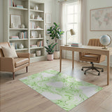 Green Wavy Leaf Abstract Area Rug