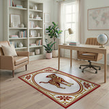 Ornate Framed Tiger-Striped Dog Area Rug