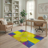 Radiant Yellow Sunburst Multi-Color Geometric Rug