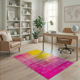 Vibrant Pink to Yellow Gradient Abstract Area Rug