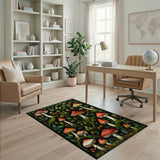 Whimsical Red Mushroom Foliage Area Rug