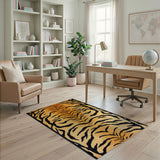 Bold Orange Tiger Stripe Geometric Modern Area Rug