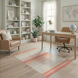 Distressed Orange Striped Vintage Area Rug