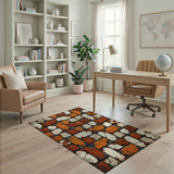 Distressed Orange Brick Tile Area Rug
