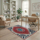 Ornate Red Star Medallion Persian Rug