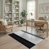 Black and White Black White Halftone Grid Area Rug