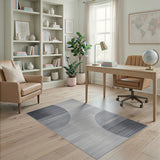 Modern Grey Abstract Overlapping Circles Rug
