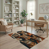 Orange Tabby Cats Abstract Area Rug
