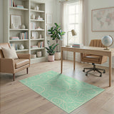 Pale Green Swirling Vine Floral Area Rug