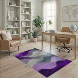 Purple Wave Geometric Modern Area Rug