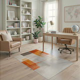Bold Geometric Orange Abstract Area Rug