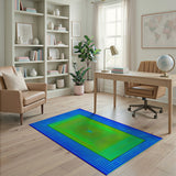 Blue Teal Vortex Geometric Area Rug