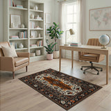 Majestic Tiger Persian Area Rug Black Orange