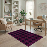 Purple Black Plaid Geometric Area Rug