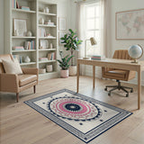 Pink Navy Mandala Area Rug