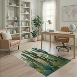 Green Desert Cacti Succulent Area Rug
