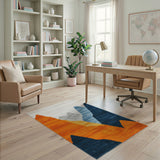 Geometric Mountain Peaks Area Rug in Orange Blue Gray