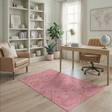 Whimsical Pink Village Houses Fairy Lights Rug