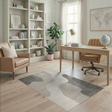 Geometric Modern Abstract Wavy Grey Area Rug
