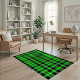 Rustic Farmhouse Vibrant Green Black Plaid Area Rug